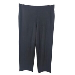 Eileen Fisher Pants Women Large Black Italian Fabric Straight Leg Pull On L